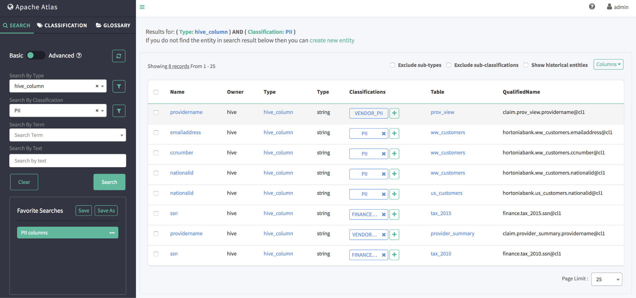 Apache Atlas interface